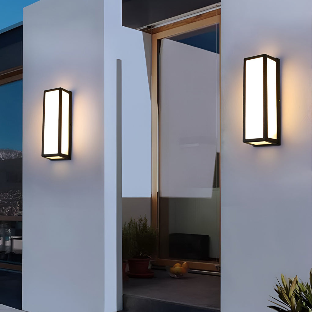 Rectangle LED Waterproof Motion Sensor Black Contemporary Wall Sconce Light