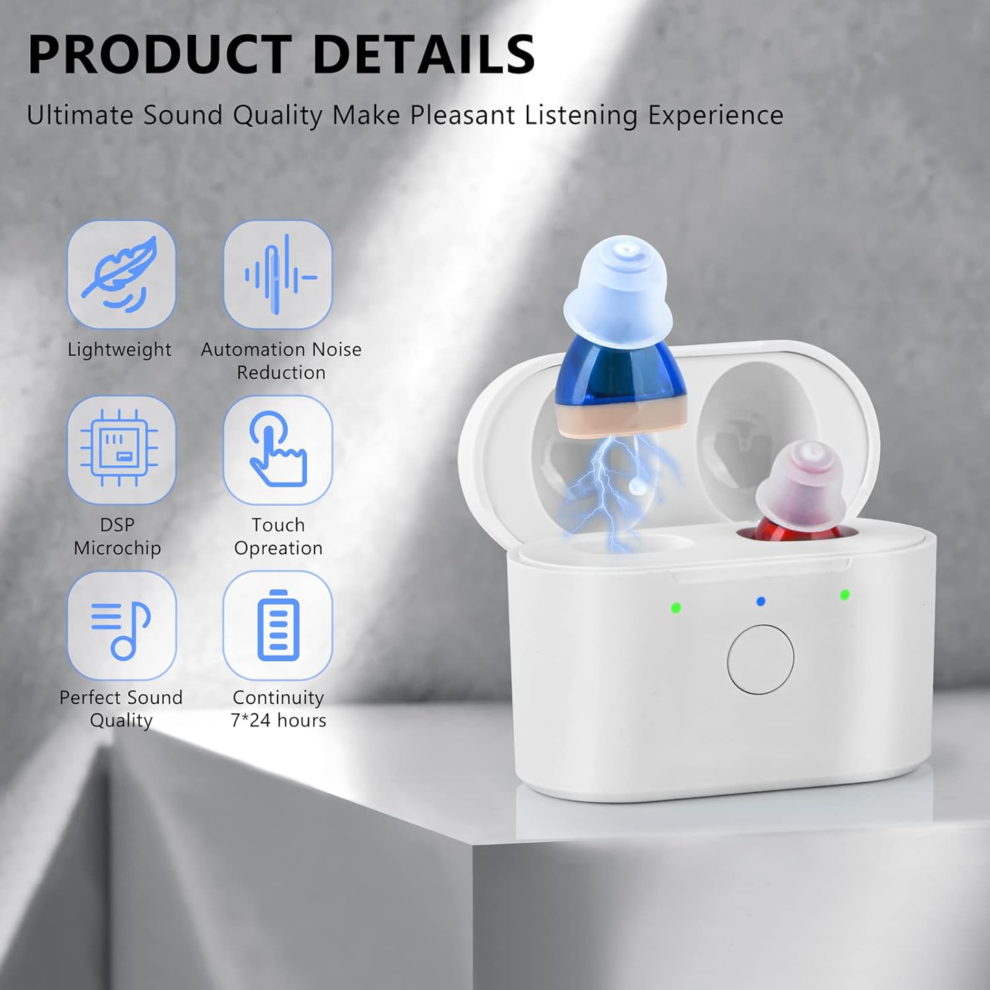 Rechargeable Invisible Hearing Aids Pair