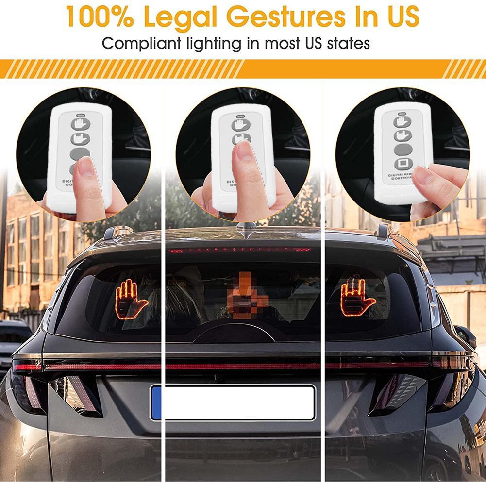 Middle Finger Car Gesture Light with Remote | Funny Car Finger Light with Remote