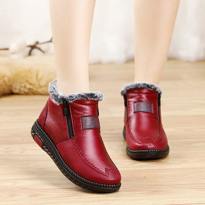 Women's Waterproof Non-slip Cotton Leather Boots