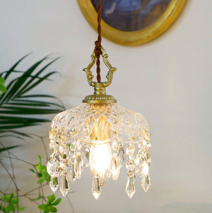 Vintage Floral Crystal Pendant Light