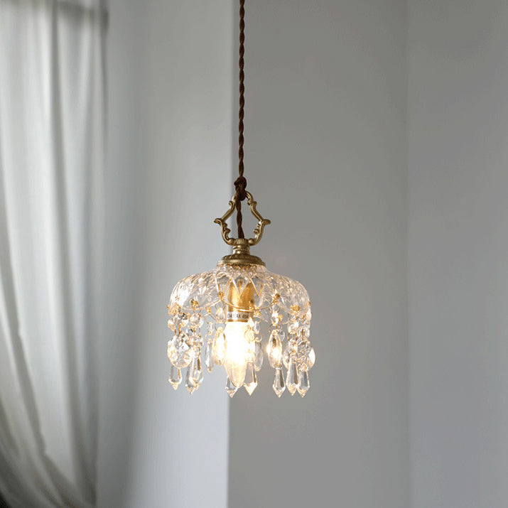 Vintage Floral Crystal Pendant Light