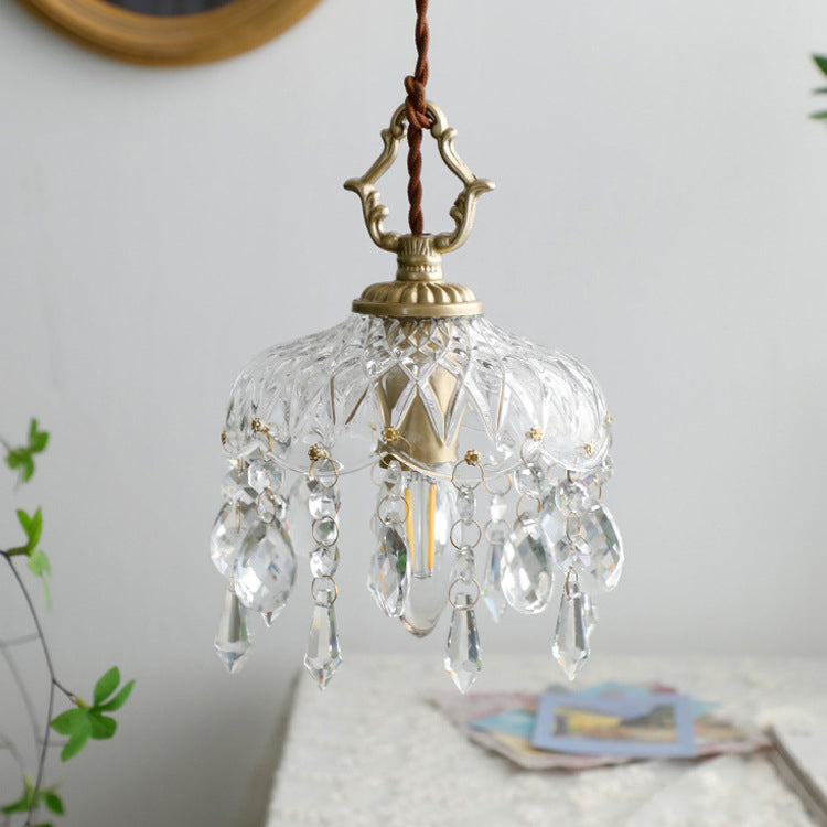 Vintage Floral Crystal Pendant Light