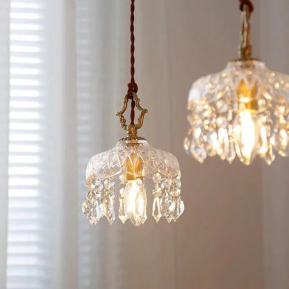 Vintage Floral Crystal Pendant Light