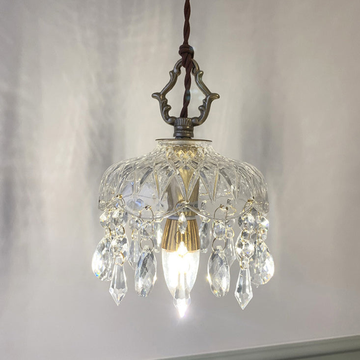 Vintage Floral Crystal Pendant Light