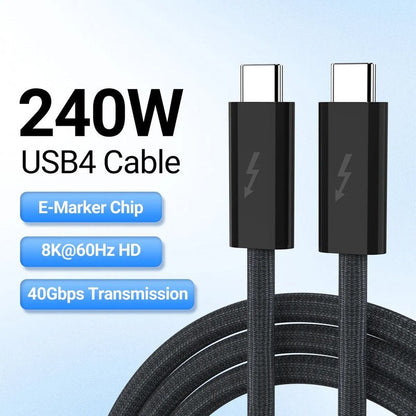 Thunderbolt USB Type C Connector Cool Running Thunderbolt4 Cable