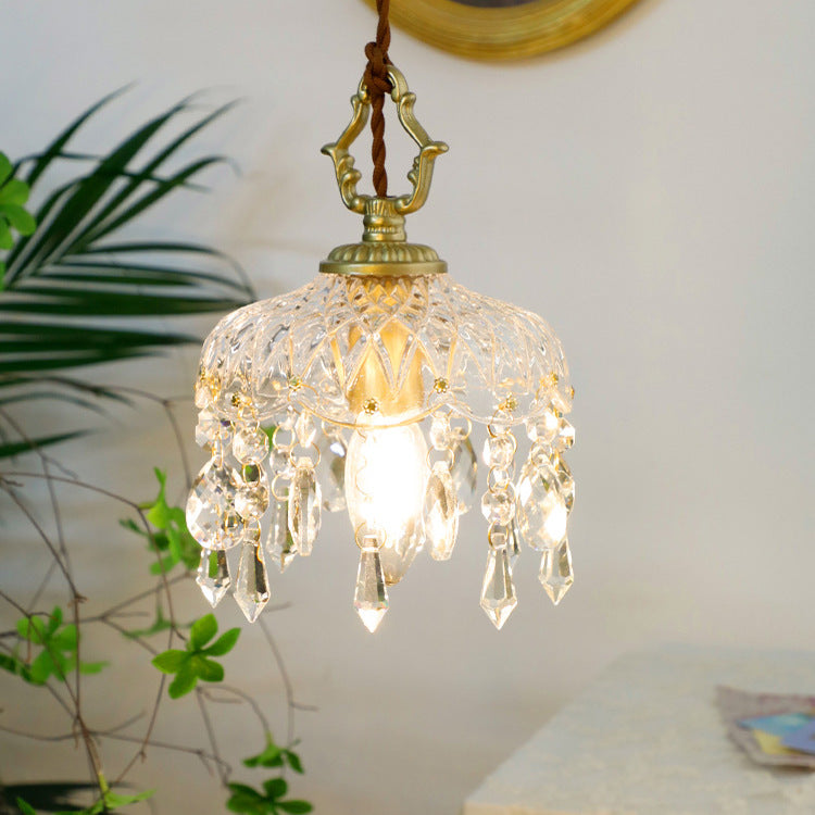 Vintage Floral Crystal Pendant Light