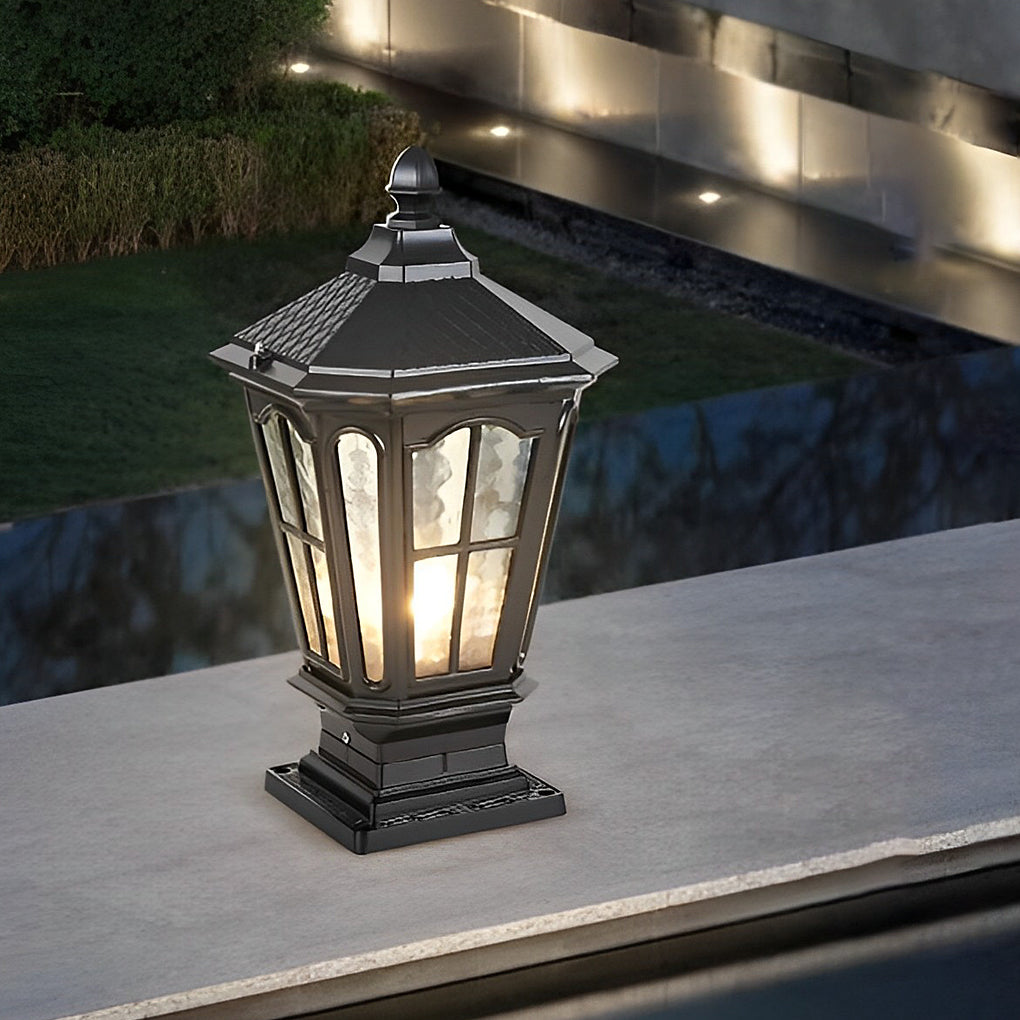 Retro Pavilion Shape Solar Powered Fence Post Light