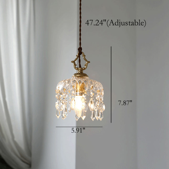 Vintage Floral Crystal Pendant Light