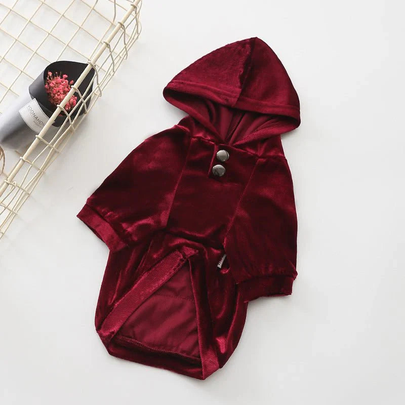 Velvet Hooded Pet Sweater