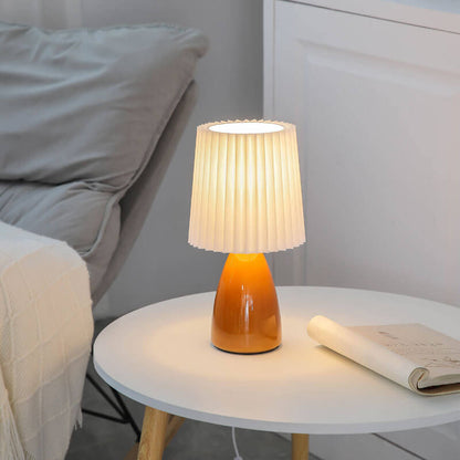 Scandinavian Retro Pleated Shade Glass Base Light Table Lamp