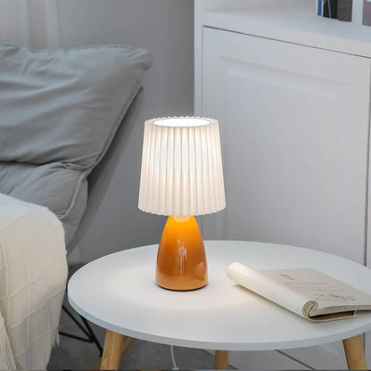 Scandinavian Retro Pleated Shade Glass Base Light Table Lamp