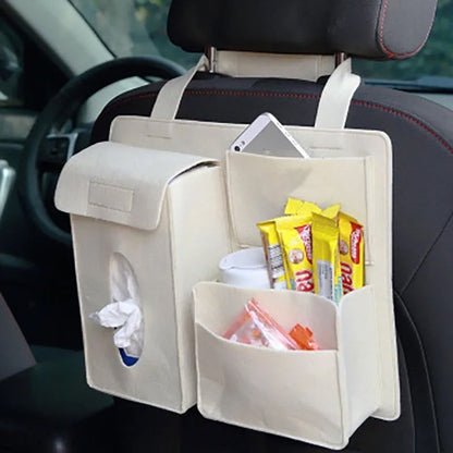 Universal fit car seat back organiser with 4 pockets