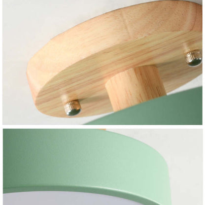 Round LED Flush Mount Ceiling Light Modern Wood/Acrylic