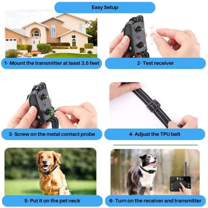 2-in-1 Wireless Pet Training Collars and Dog Fence Sound Check Electric and Vibrating Shock Dog Collar Fence From 65 to 1640 Feet