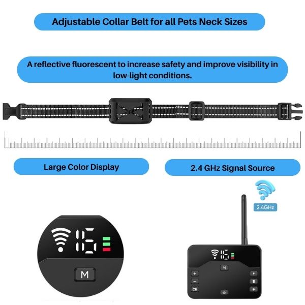 2-in-1 Wireless Pet Training Collars and Dog Fence Sound Check Electric and Vibrating Shock Dog Collar Fence From 65 to 1640 Feet