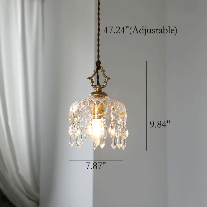 Vintage Floral Crystal Pendant Light