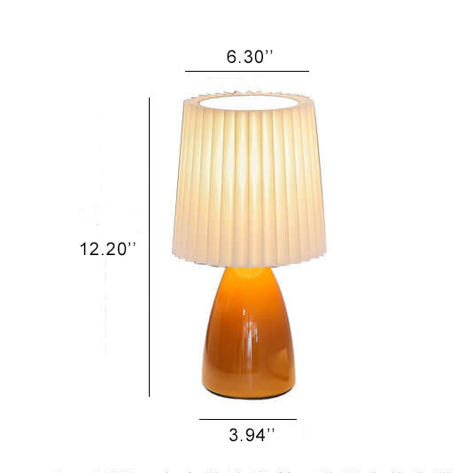 Scandinavian Retro Pleated Shade Glass Base Light Table Lamp