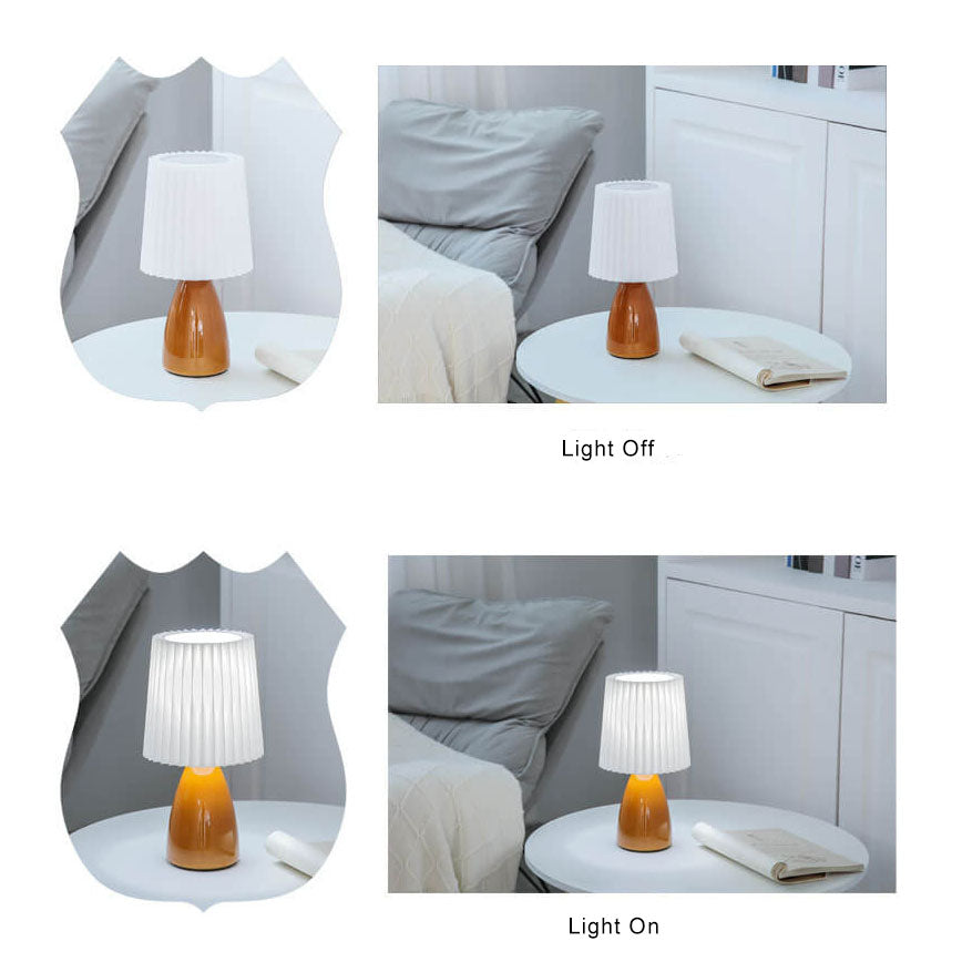 Scandinavian Retro Pleated Shade Glass Base Light Table Lamp