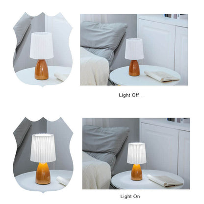 Scandinavian Retro Pleated Shade Glass Base Light Table Lamp