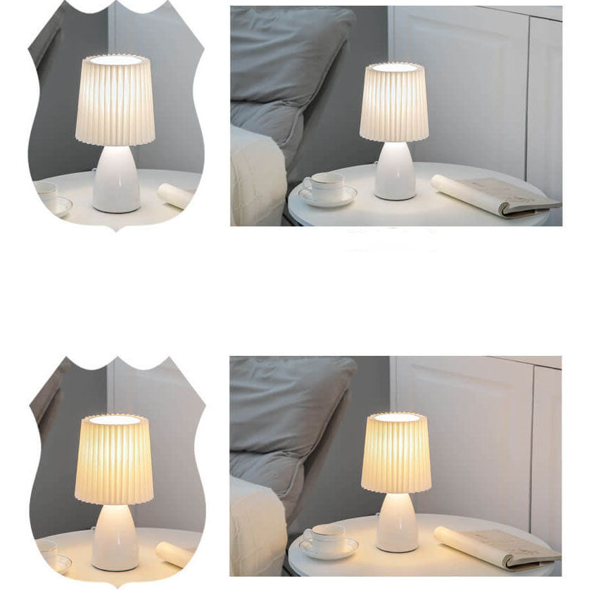 Scandinavian Retro Pleated Shade Glass Base Light Table Lamp