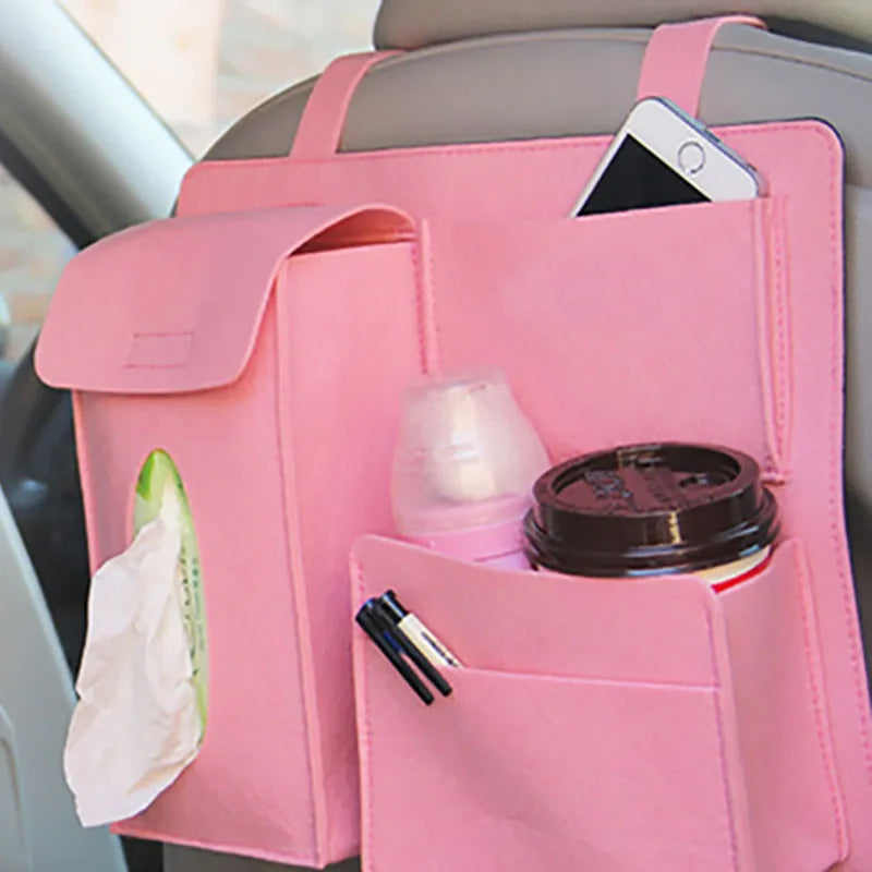 Universal fit car seat back organiser with 4 pockets