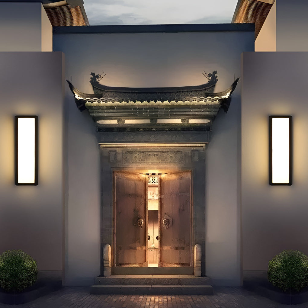 Rectangle LED Waterproof Motion Sensor Black Contemporary Wall Sconce Light