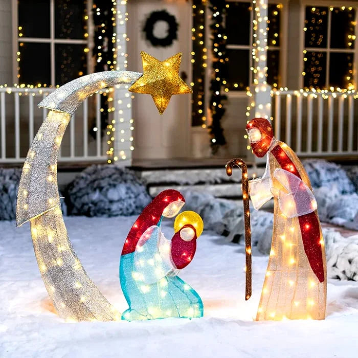 Warm White Led Holy Family Yard Decoration