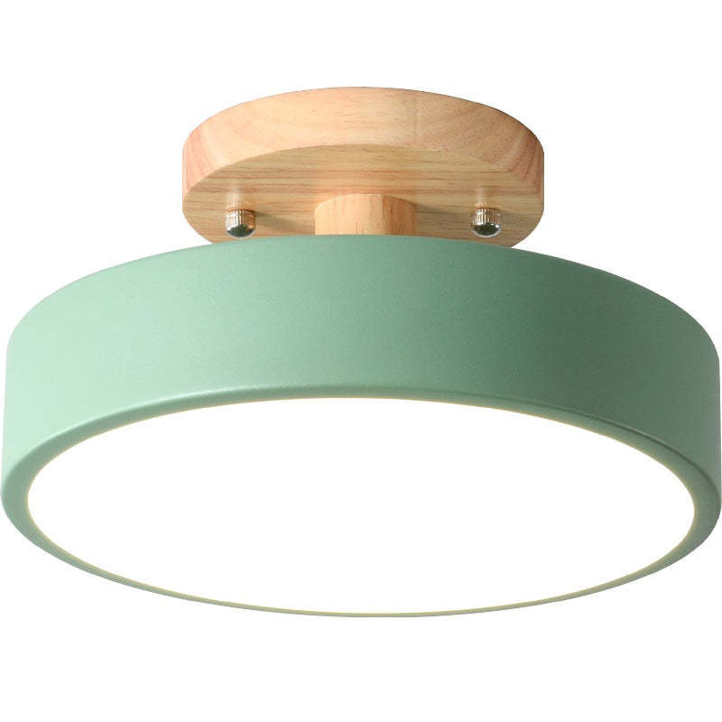 Round LED Flush Mount Ceiling Light Modern Wood/Acrylic