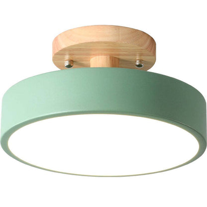 Round LED Flush Mount Ceiling Light Modern Wood/Acrylic