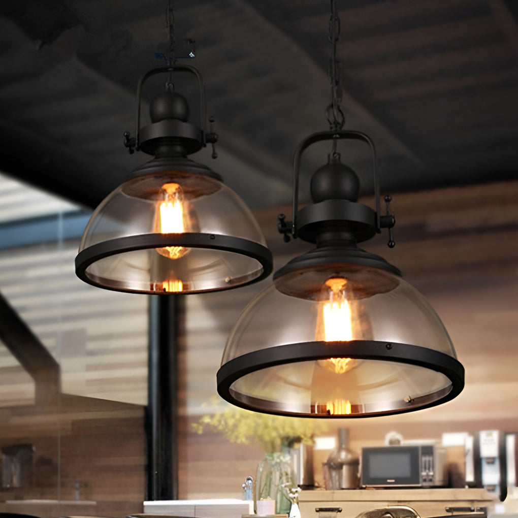 Vintage Glass Iron Retro Industrial Chandeliers | Hanging Ceiling Lights