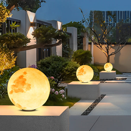 Round Ball Moon Modern Solar Post Caps Lights