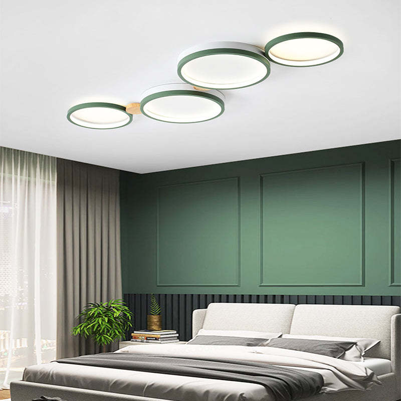 Round Flush Mount Ceiling Light White Gray Green Bedroom