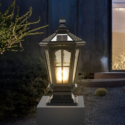 Retro Pavilion Shape Solar Powered Fence Post Light