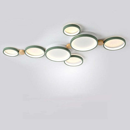 Round Flush Mount Ceiling Light White Gray Green Bedroom