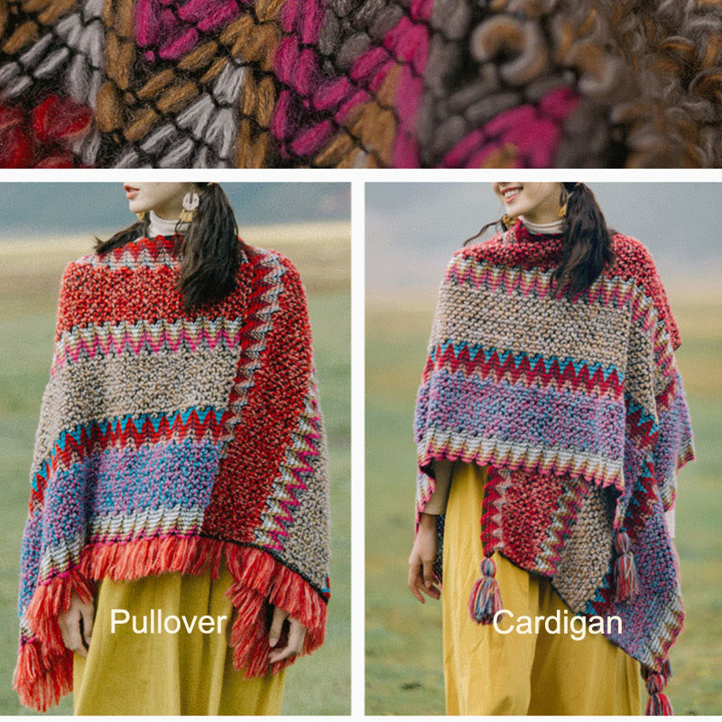 Tibetan Shawl Knitting Warm Cloak Tibetan Tassel Scarf