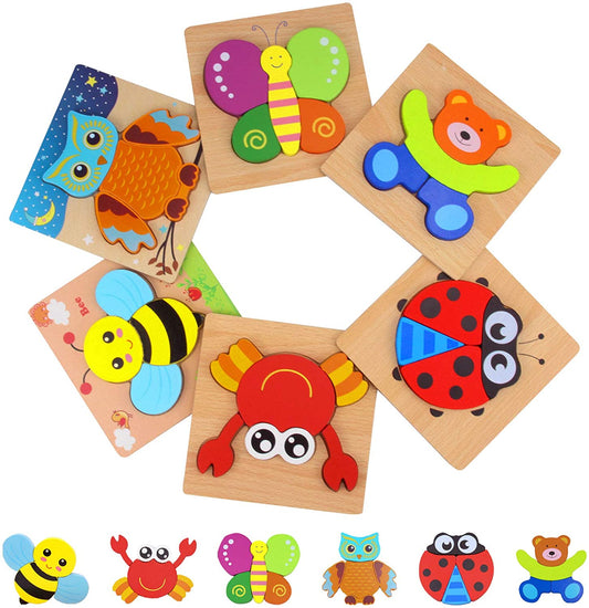 Bestseller: 6 pieces Montessori wooden puzzles