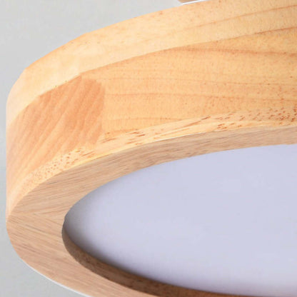 Round LED Flush Mount Ceiling Light Modern Wood/Acrylic