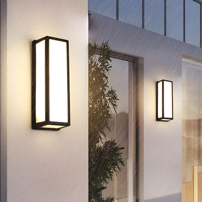 Rectangle LED Waterproof Motion Sensor Black Contemporary Wall Sconce Light