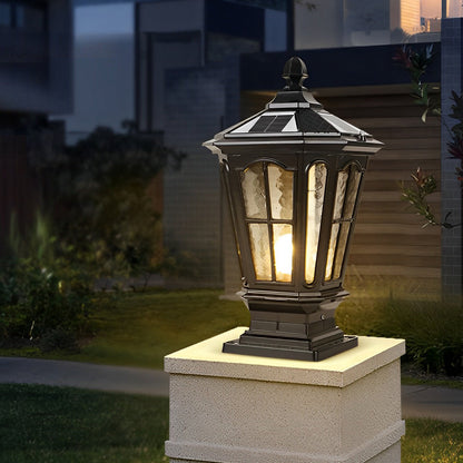 Retro Pavilion Shape Solar Powered Fence Post Light