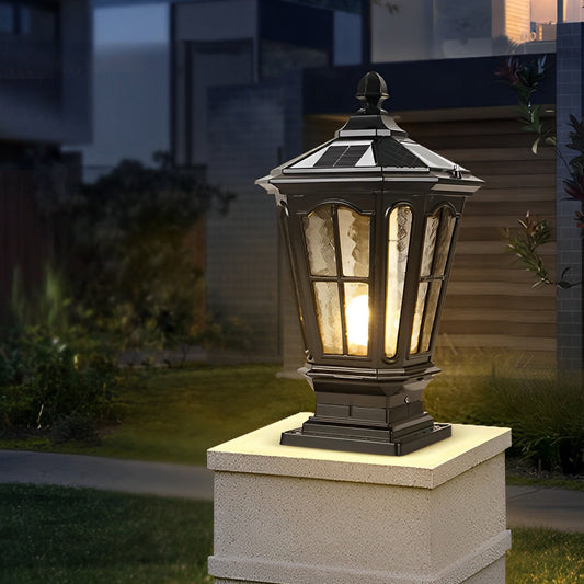 Retro Pavilion Shape Solar Powered Fence Post Light