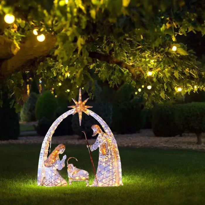 Warm White Led Holy Family Yard Decoration