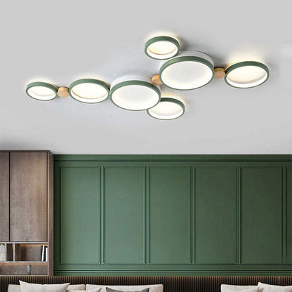 Round Flush Mount Ceiling Light White Gray Green Bedroom