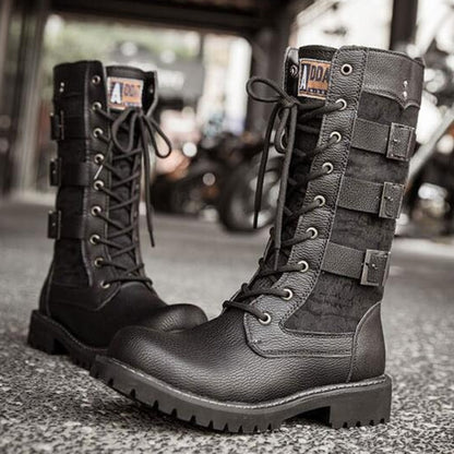 Urban Biker Buckle Boots Lace-Up