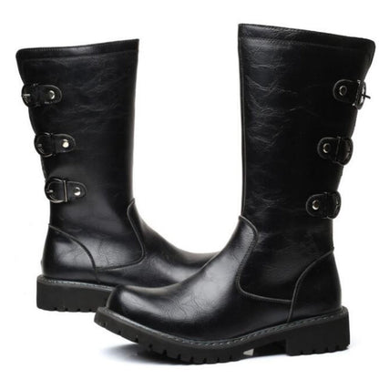 Urban Biker Buckle Boots Lace-Up