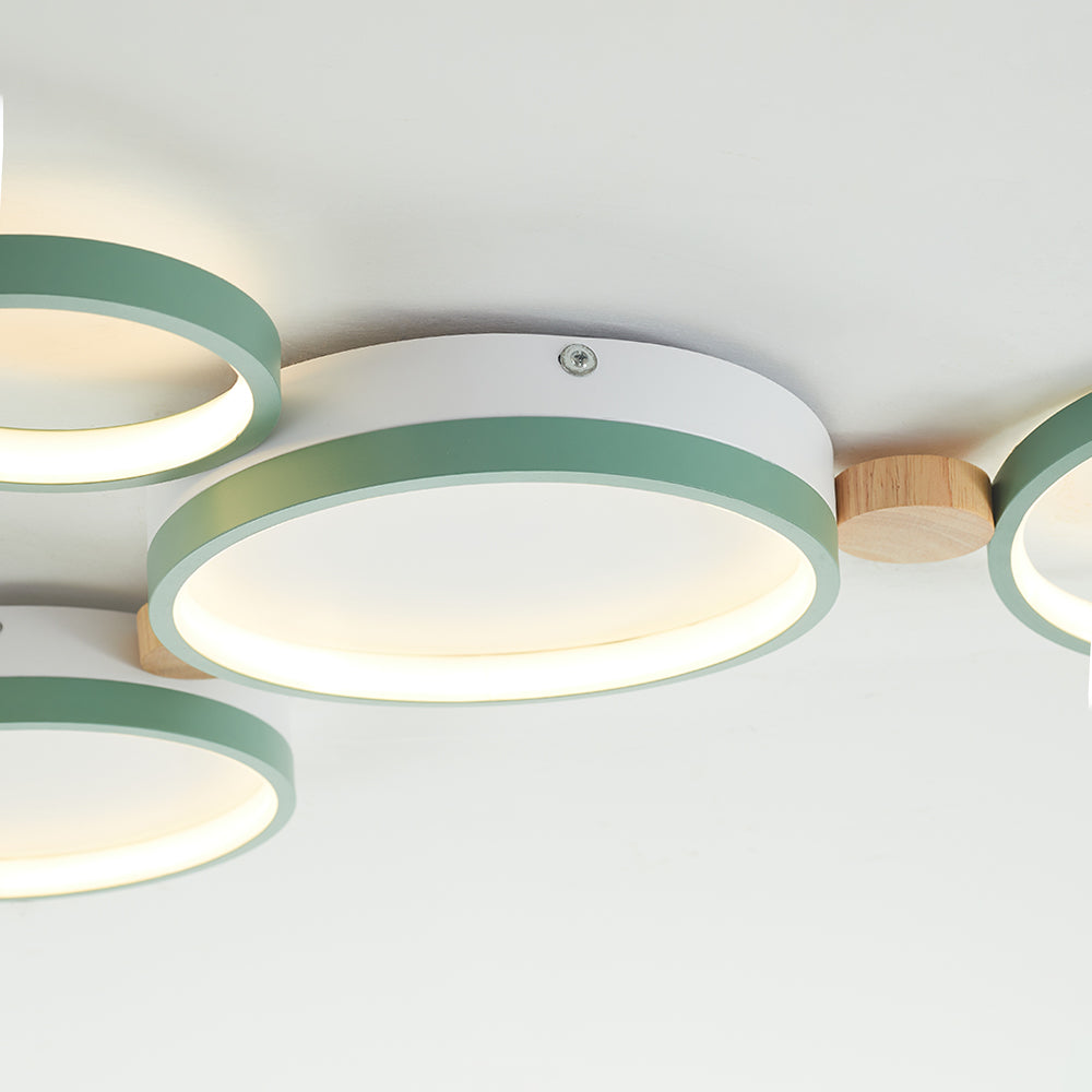 Round Flush Mount Ceiling Light White Gray Green Bedroom