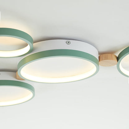 Round Flush Mount Ceiling Light White Gray Green Bedroom