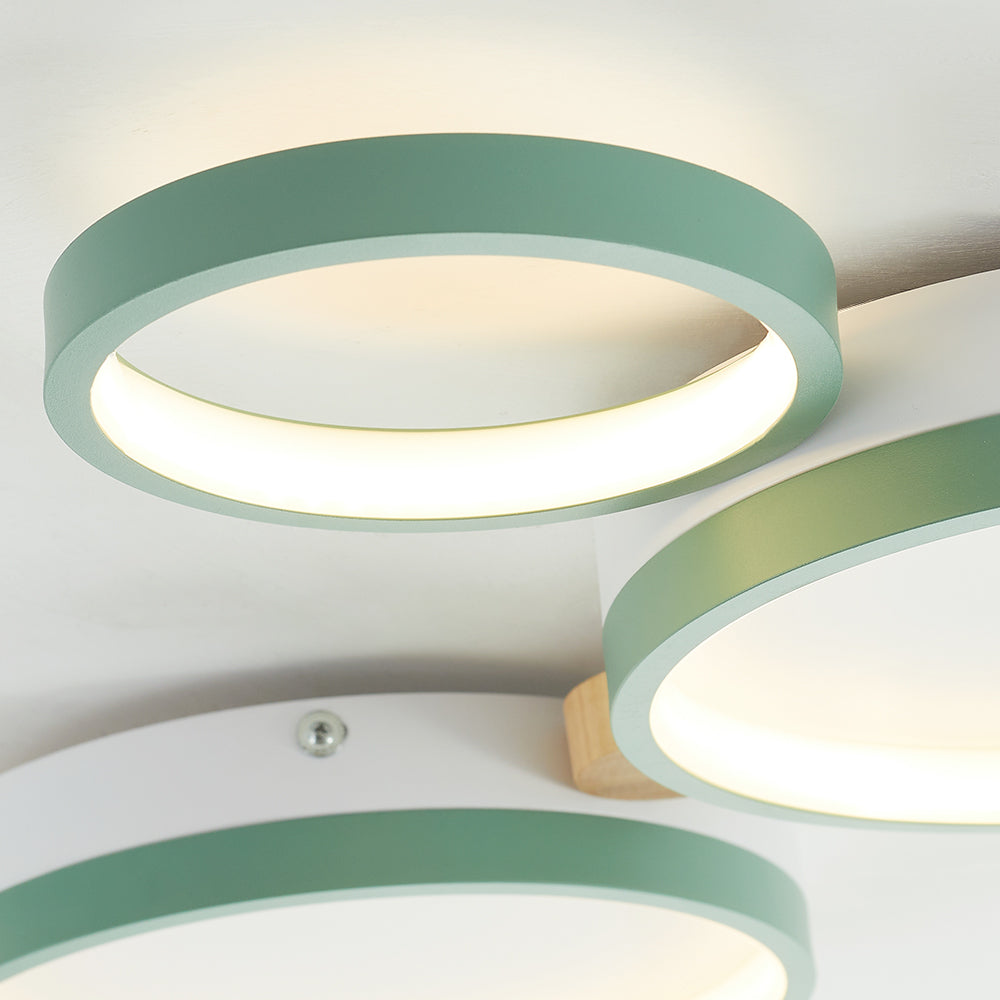 Round Flush Mount Ceiling Light White Gray Green Bedroom