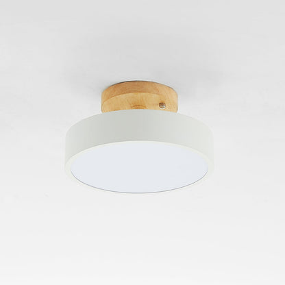 Round LED Flush Mount Ceiling Light Modern Wood/Acrylic