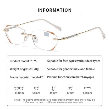 Women’s Diamond Rimless Anti-blue Light Presbyopia Glasses